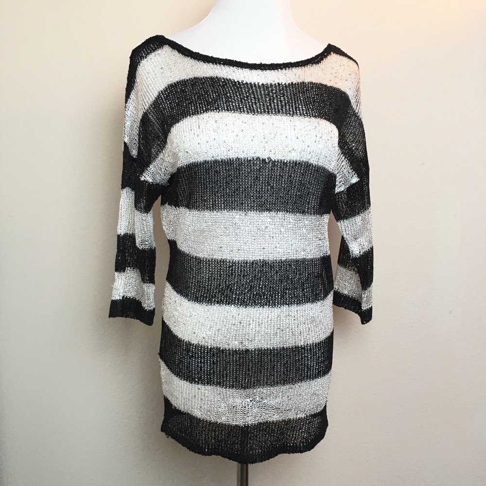 Sequin Sweater Shirt Striped Shirt Top Long Sleeve